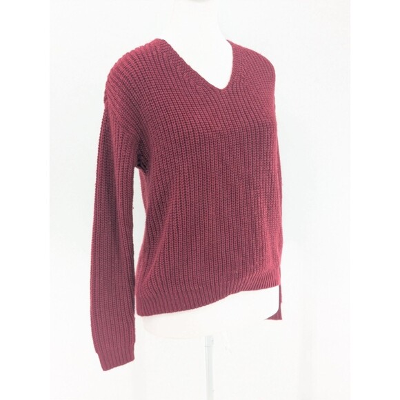 Ultra Flirt 90s Red Chunky Knit Tie-Back V-Neck Sweater Size Jrs. Extra Small - Picture 1 of 7